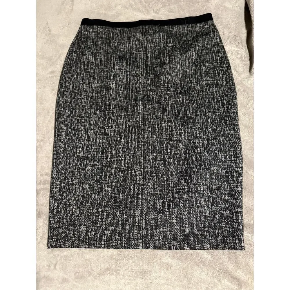 NWOT Sanctuary Women's Gray Black Print Pull Tweed Pencil Skirt Size XL Stretchy